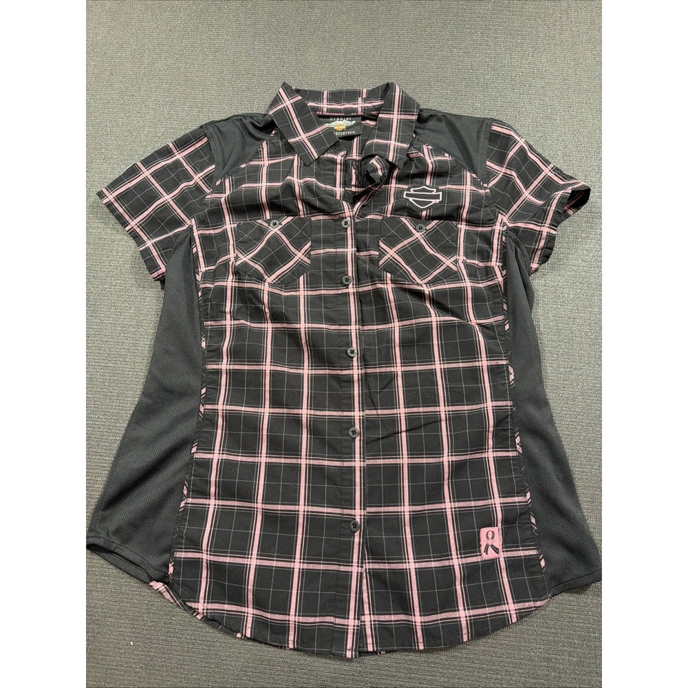 Harley-Davidson Women's Pink Label Performance Plaid Shirt Black 99040-20VW